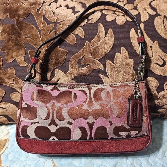 2004 Vintage y2k Coach Demi Shoulder Bag in Deep Wine Optic Signature Monogram - Picture 1 of 8